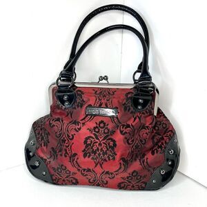 GG ROSE Red & Black Tapestry Patent Leather Shoulder Bag